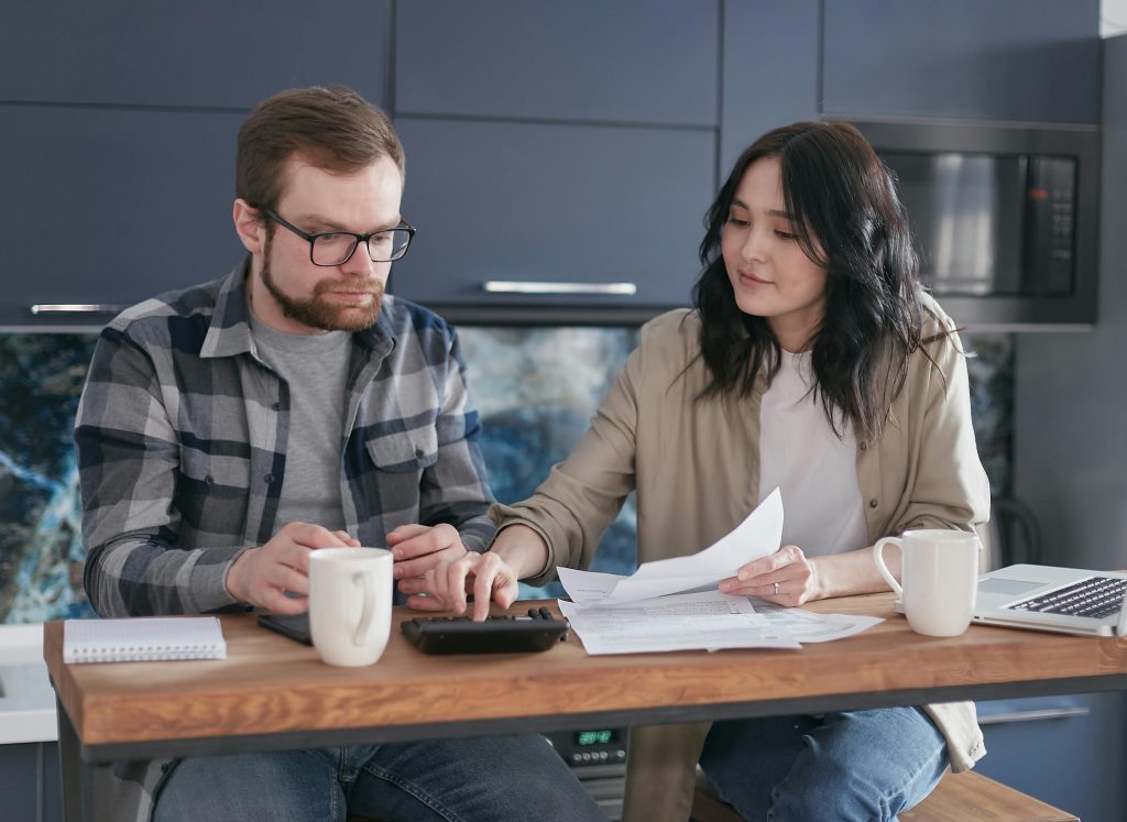 Two people discussing finances