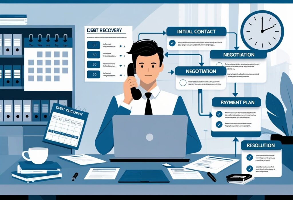 Businessman managing negotiations and payments over the phone with digital tools.