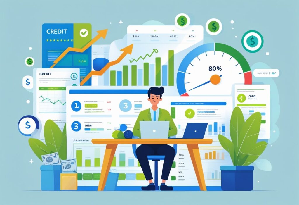 Person analyzing financial growth with charts and graphs on screens.