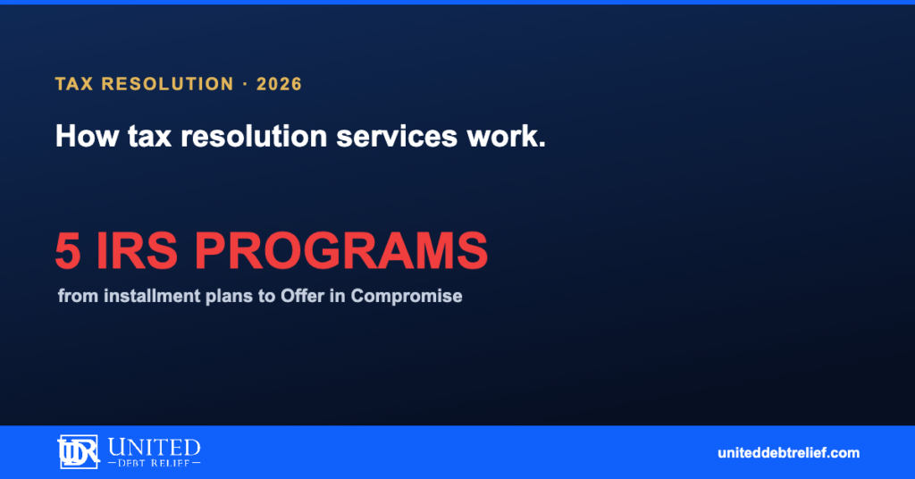 How tax resolution services work in 2026, a clear guide to IRS relief programs | United Debt Relief