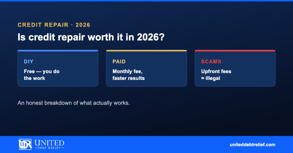 Is credit repair worth it in 2026, DIY vs paid vs scams, an honest breakdown | United Debt Relief