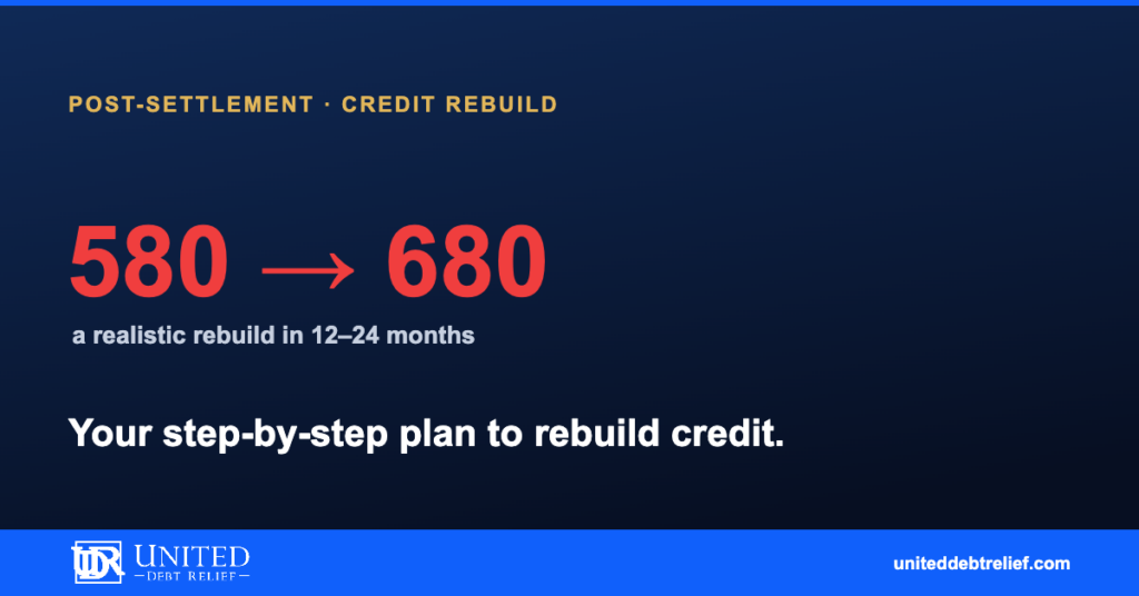 Rebuild credit after debt settlement, the 2026 step-by-step plan from 580 to 680 | United Debt Relief